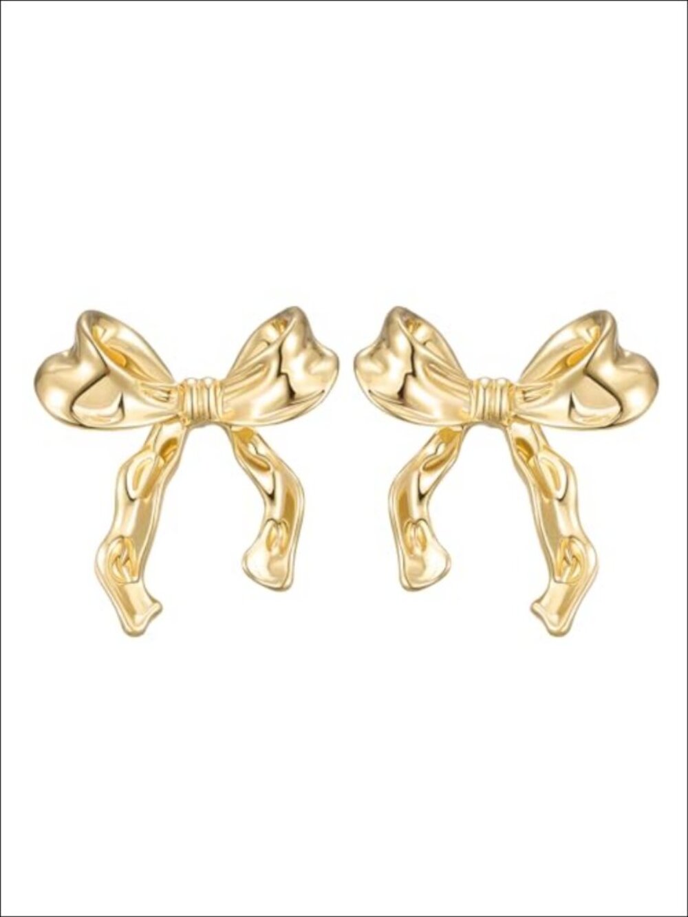 18K Gold Plated Bow Earrings 925 Sterling Silver Post Ribbon Knot Stud